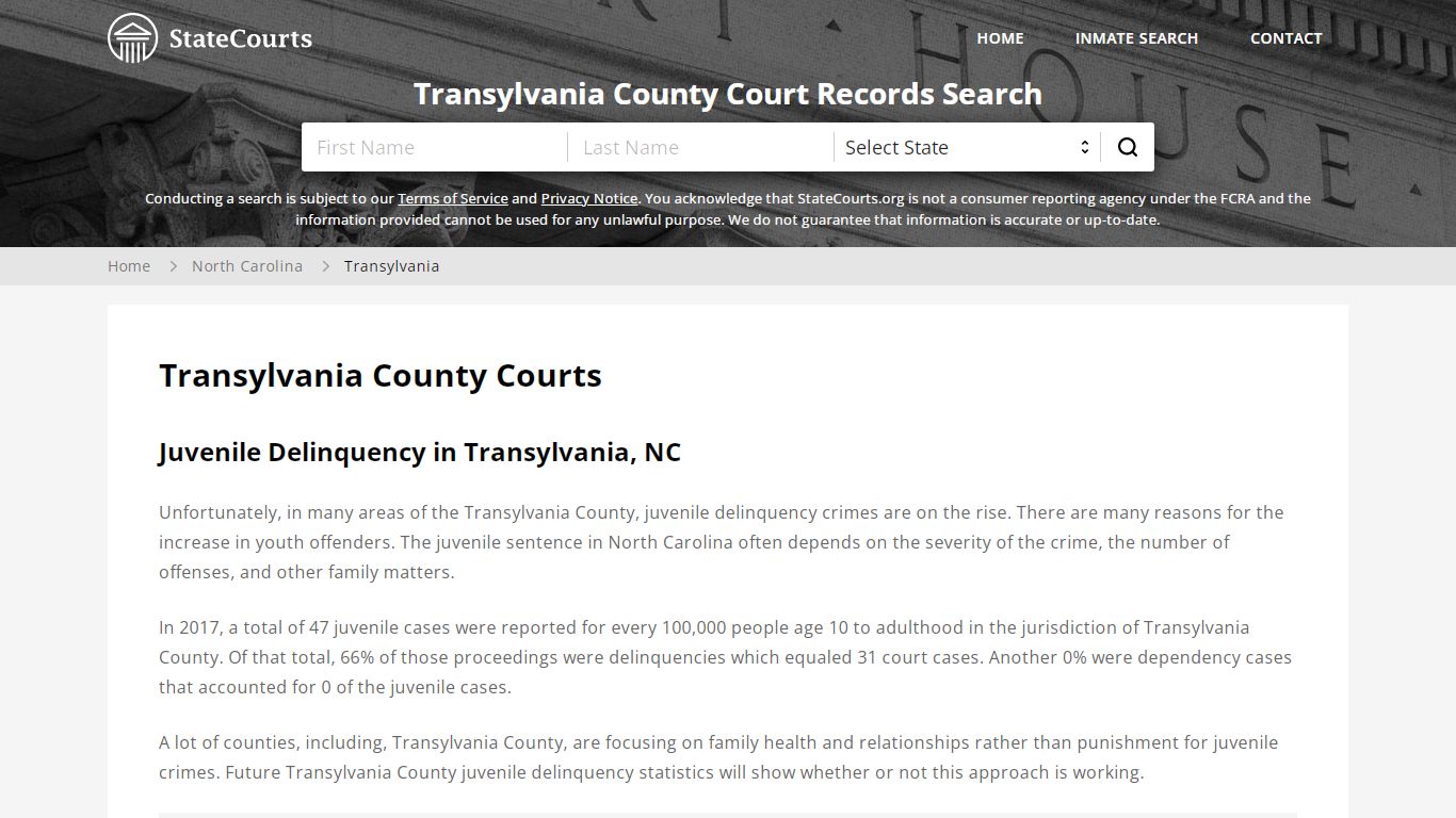 Transylvania County, NC Courts - Records & Cases - StateCourts